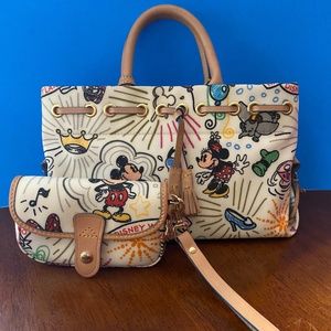 Disney Mickey Mouse Dooney and Burke Sketch Tassel Tote Purse and wristlet